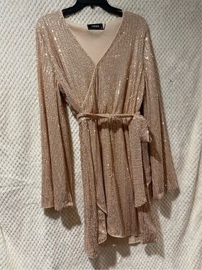 Cider Sequin Wrap Dress - Gold